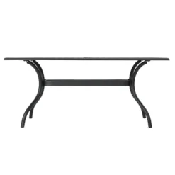Christopher Knight Home Cayman Outdoor Cast Aluminum Dining Table With Umbrella Hole, Antique Matte Black