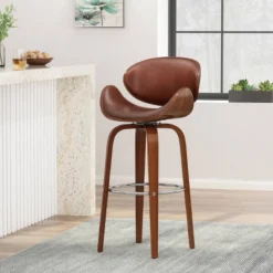Jakin Mid-Century Modern Upholstered Swivel Barstool - Christopher Knight Home