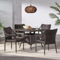 Arden 5pc Wicker Patio Dining Set -Multibrown - Christopher Knight Home