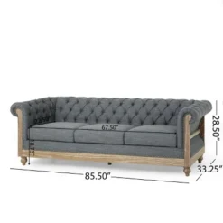 Saragus Chesterfield Tufted 3 Seater Sofa With Nailhead Trim Charcoal/Dark Brown - Christopher Knight Home -Ckhome2u Store GUEST 4712abc4 75b6 4b30 9b2c 01a26ac3a356
