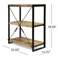 Brinkley Modern Industrial Handcrafted 3 Shelf Mango Wood Shelving Unit Natural/Black - Christopher Knight Home -Ckhome2u Store GUEST 48be4ffe 8921 4f12 abfc e96048fc2832