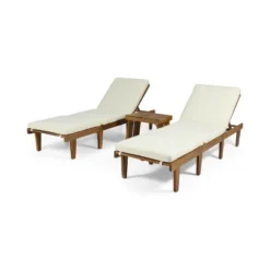 Christopher Knight Home Alisa Outdoor Acacia Wood 3 Piece Adjustable Armless Chaise Lounge Chat Set With Cushions -Ckhome2u Store GUEST 4aa107bd acfb 4deb 8c0a ab81334e7f6b