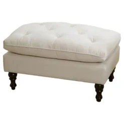 Jeremy Tufted Ottoman Crème Velvet - Christopher Knight Home: Upholstered Footrest, Hardwood Frame, 200lb Capacity -Ckhome2u Store GUEST 4c6b90f8 fad0 49d7 b7b1 85ce5bcac7c6
