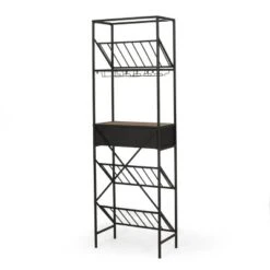 Boster Boho Industrial 21 Bottle Floor Wine Rack With Storage Natural/Black - Christopher Knight Home -Ckhome2u Store GUEST 4e560d45 a088 4faf af45 25363c758e6b