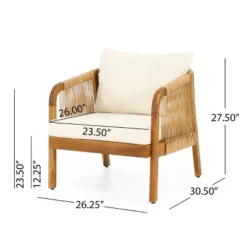 Christopher Knight Home Allerton Outdoor Acacia Wood And Wicker Club Chair With Cushions, Teak And Beige -Ckhome2u Store GUEST 4e9ab900 6b43 4dd9 84a5 62982155e72f