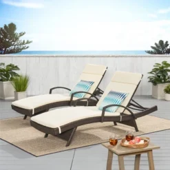 Salem Set Of 2 Brown Wicker Adjustable Chaise Lounge With Arms - Ivory - Christopher Knight Home -Ckhome2u Store GUEST 4ed7e854 10c9 4d32 b12f 8d316fefb1e0