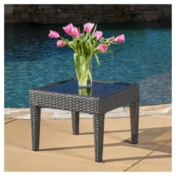 Antibes Wicker Patio Accent Table - Christopher Knight