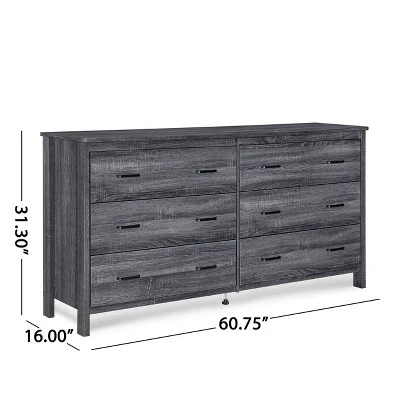 Olimont Contemporary 6 Drawer Dresser - Christopher Knight Home 2 Olimont Contemporary 6 Drawer Dresser - Christopher Knight Home - Image 2