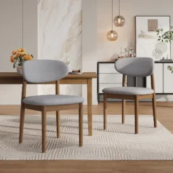Christopher Knight Home Bulwarth Mid-Century Modern Rubberwood Upholstered Dining Chair With Curved Back (Set Of 2) -Ckhome2u Store GUEST 521b4251 950a 4d5a b149 60b6168627a3