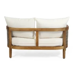 Christopher Knight Home 2pc Burchett Acacia Wood And Rattan Outdoor Loveseat And Coffee Table Set With Cushions -Ckhome2u Store GUEST 5326ec54 7358 4fa2 93c3 47f05c840e79