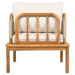 Christopher Knight Home Valencia Outdoor Rustic Acacia Wood And Rope Club Chair With Cushions, Teak/Beige -Ckhome2u Store GUEST 541b2771 bbfa 4fdb bd60 3747bcf8683e