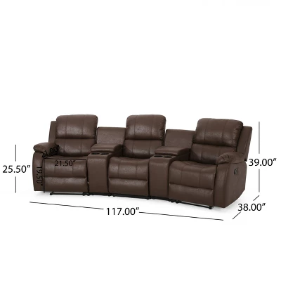 Meridan Contemporary Upholstered Theater Seating Reclining Sofa - Christopher Knight Home 15 Meridan Contemporary Upholstered Theater Seating Reclining Sofa - Christopher Knight Home - Image 15