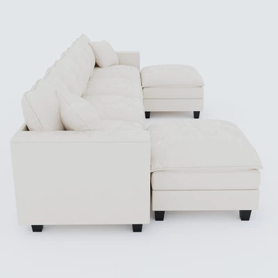 Christopher Knight Home Kreth 137" Modern 4-Seater Chenille Upholstered U-Shaped Sectional Sofa With Armrest Storage 3 Christopher Knight Home Kreth 137" Modern 4-Seater Chenille Upholstered U-Shaped Sectional Sofa With Armrest Storage - Image 3