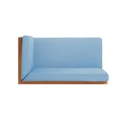 2pc Brava Outdoor Acacia Wood Right Arm Loveseat & Coffee Table With Cushion Teak/Blue - Christopher Knight Home -Ckhome2u Store GUEST 588da207 a0f3 434c 8079 e93b0cf3c2e1