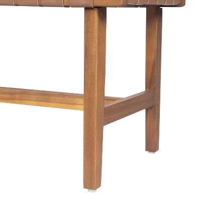 Christopher Knight Home Vladimir Contemporary Acacia Wood Bedroom Bench With Woven Faux Leather 5 Christopher Knight Home Vladimir Contemporary Acacia Wood Bedroom Bench With Woven Faux Leather - Image 5