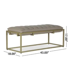 Riebe Contemporary Handmade Channel Stitch Ottoman Bench Dark Cream/Matte Gold - Christopher Knight Home -Ckhome2u Store GUEST 5b35c381 0e2e 414b 9356 4986765571ca