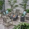 Christopher Knight Home Augusta Outdoor Acacia Wood And Wicker 6 Seater Chat Set With Fire Pit