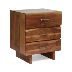 Terrell Handcrafted Boho Acacia Wood 3 Drawer Nightstand Dark Natural - Christopher Knight Home -Ckhome2u Store GUEST 5d0377ad 157d 418a af00 5f702a5ad100