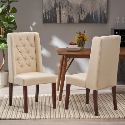 Set Of 2 Blount Wooden Dining Chairs With Fabric Cushions Beige/Natural Finish - Christopher Knight Home 1 Set Of 2 Blount Wooden Dining Chairs With Fabric Cushions Beige/Natural Finish - Christopher Knight Home