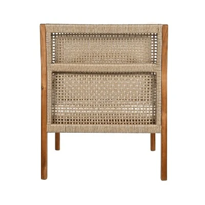 Christopher Knight Home Grania Patio Rattan And Acacia Wood Club Chair With Cushion, Brown/Cream 5 Christopher Knight Home Grania Patio Rattan And Acacia Wood Club Chair With Cushion, Brown/Cream - Image 5