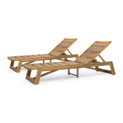Christopher Knight Home Maki Outdoor Acacia Wood And Iron Armless Adjustable Chaise Lounges (Set Of 2) -Ckhome2u Store GUEST 5fefc58a 70d3 4829 8b9e 98f5abf36695