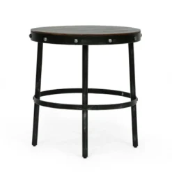 Rivet Modern Industrial Handcrafted Round Mango Wood Side Table Brown/Antique Gunmetal - Christopher Knight Home