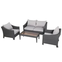 Christopher Knight Home Antibes Outdoor Wicker 4 Seater Chat Set With Cushions, Gray/Light Gray -Ckhome2u Store GUEST 63847570 f592 4ab8 9d53 313c0e3cd5ba