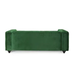 Sagewood Contemporary Velvet Tufted 3 Seater Sofa Emerald/Espresso - Christopher Knight Home -Ckhome2u Store GUEST 66b05e50 6e19 473d 937a 8e9877762483