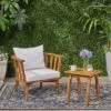 Barton 2pc Acacia Wood Club Chair & Table Set - Teak/White - Christopher Knight Home -Ckhome2u Store GUEST 67ad607a 7913 4d33 9f1d 22568e1e5735