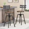 Set Of 2 Alanis Modern Industrial Firwood Adjustable Height Swivel Barstools Natural/Black Brushed Silver - Christopher Knight Home