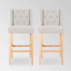 Set Of 2 Lansglen Button Tufted Wingback Barstools - Christopher Knight Home -Ckhome2u Store GUEST 682f098c fc5f 4f5f ae48 7f3a81a746e4