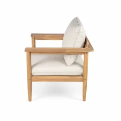 Christopher Knight Home Kari Patio Acacia Wood Slatted Club Chair With Water-Resistant Cushions, Beige/Light Teak -Ckhome2u Store GUEST 68b93834 47f1 4224 9101 02dd73ac2f06