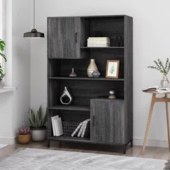 64.5" Frankford Contemporary Cube Unit Bookcase Dark Gray - Christopher Knight Home