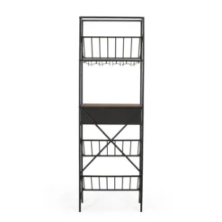 Boster Boho Industrial 21 Bottle Floor Wine Rack With Storage Natural/Black - Christopher Knight Home -Ckhome2u Store GUEST 6b0b6ce6 d421 4089 8392 7d134756ca49