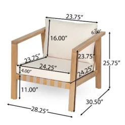 Christopher Knight Home Fraser Patio Slat Design Acacia Wood Club Chair With Cushion, Beige/Light Teak -Ckhome2u Store GUEST 6c93cc50 a533 4e20 bb55 6d5b1e19b8e6