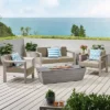 Amata 5pc Aluminum Chat Set With Fire Pit And Tank Holder - Silver/Khaki/Dark Gray - Christopher Knight Home -Ckhome2u Store GUEST 6cc51ae2 8dc0 47cd 9960 9158ac378d7a