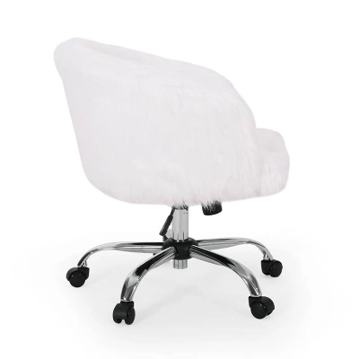 Syosset Modern Glam Swivel Office Chair White/Silver - Christopher Knight Home 4 Syosset Modern Glam Swivel Office Chair White/Silver - Christopher Knight Home - Image 4
