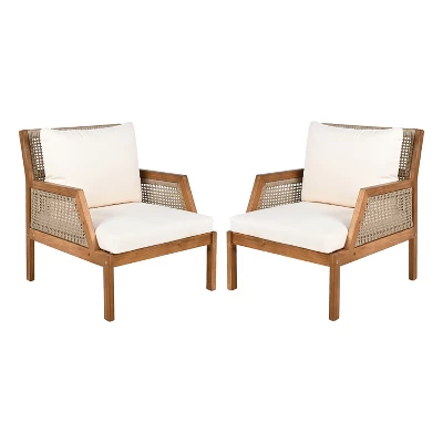 Christopher Knight Home Grania Patio Rattan And Acacia Wood Club Chair With Cushion, Brown/Cream 9 Christopher Knight Home Grania Patio Rattan And Acacia Wood Club Chair With Cushion, Brown/Cream - Image 9