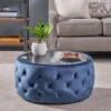 Chana Glam Coffee Table Ottoman Blue - Christopher Knight Home: Velvet, Tempered Glass, Luxury Living Room Furniture -Ckhome2u Store GUEST 720343c0 e46c 4aeb bca4 6676504be7f8