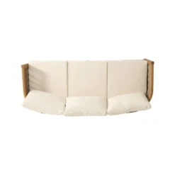 Burchett Outdoor Acacia Wood/Wicker Round 3 Seater Sofa With Cushions - Christopher Knight Home: Weather-Resistant Patio Furniture -Ckhome2u Store GUEST 77961ecf 37a4 468f 9ed9 1434f7bb546b