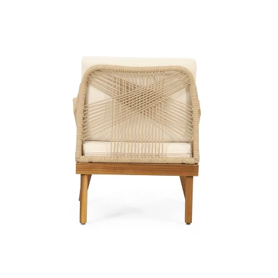 2pk Annisa Outdoor Acacia Wood Club Chairs With Cushions: Rope Weave, UV & Weather-Resistant - Christopher Knight Home 5 2pk Annisa Outdoor Acacia Wood Club Chairs With Cushions: Rope Weave, UV & Weather-Resistant - Christopher Knight Home - Image 5