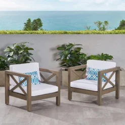 Christopher Knight Home Brava Outdoor Acacia Wood Club Chairs With Water Resistant Cushions (Set Of 2) -Ckhome2u Store GUEST 7a79a356 56c7 4109 a9c3 548386b87cf2