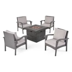 Keana 5pc Faux Rattan Club Chair & Fire Pit Chat Set - Christopher Knight Home -Ckhome2u Store GUEST 80adfc4c 37f3 4b44 89e5 491011ad427d