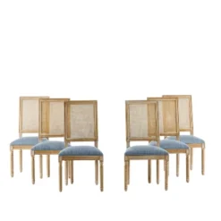 Christopher Knight Home Brownell French Country Wood And Cane Upholstered Dining Chairs (Set Of 6) -Ckhome2u Store GUEST 8179406f 41d2 4e19 ae14 0cf9fa71e6c6