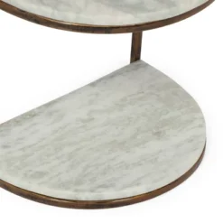 33.5" Bainville Modern Glam Handcrafted Marble Half Round Etagere Bookcase Natural White/Antique Brass - Christopher Knight Home -Ckhome2u Store GUEST 81ab22e6 eb7f 4b88 9722 a7abae7555a6
