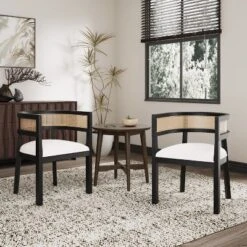 Christopher Knight Home Allen 3 Pieces Mid-Century Modern Wood And Cane Seating Set