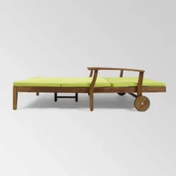 Perla Acacia Wood Double Chaise Lounge Teak/Green - Christopher Knight Home -Ckhome2u Store GUEST 830786c8 fba9 49d1 9918 1ff1c40c92b9