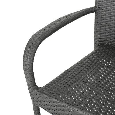 Orleans 3pc Wicker Chat Set - Gray - Christopher Knight Home 2 Orleans 3pc Wicker Chat Set - Gray - Christopher Knight Home - Image 2