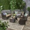 Christopher Knight Home Lucia Outdoor Wicker 6 Seater Chat Set With Cushion, Brown/Tan -Ckhome2u Store GUEST 84297818 f30a 414d 9eb2 7c96e06ca382