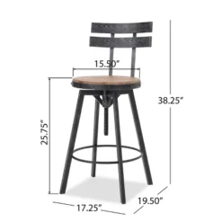 Set Of 2 Alanis Modern Industrial Firwood Adjustable Height Swivel Barstools Natural/Black Brushed Silver - Christopher Knight Home -Ckhome2u Store GUEST 85c9dfbd 47a7 4dc4 8cf8 87fb11b799d0